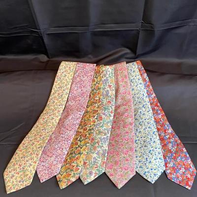 Vintage Liberty of London Tie Lot (7) Floral Art Nouveau Paisley Tana Lawn UK