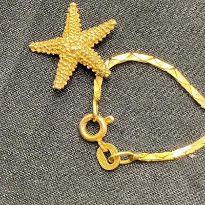 14K Gold Balestra Starfish Pendant Necklace & Bracelet Set 