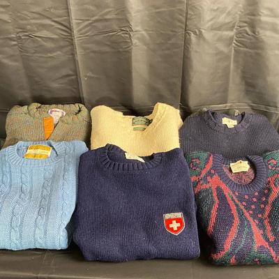 Lot of 6 Vintage Men’s Wool Sweaters Size Medium - Polo Ralph Lauren, Lord Jeff, J Crew & More
