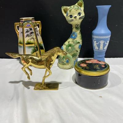 Decor From Around The World Including Ceramic Cat With Knit Design