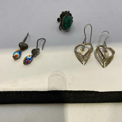 Sterling 925 Marked Earrings (10g) With Gemstones