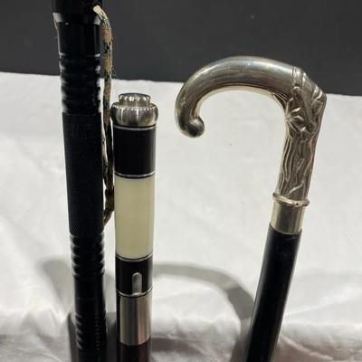 3 Canes (Avg 3 Feet Long), One Adjustable With Hidden Knife 