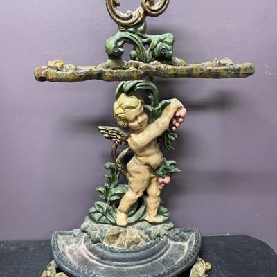 Cast Iron Cherub Umbrella Stand