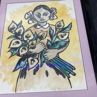 Framed Watercolor Signed