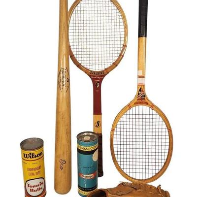 Vintage Baseball & Tennis Equipment 