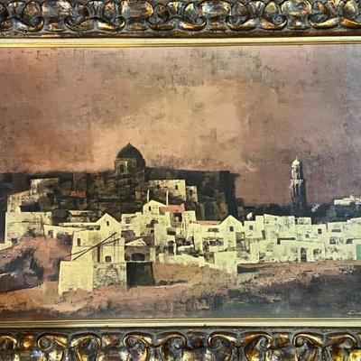 “Evening, Spain” by Dean Ellis -1950 Oil Painting Ornate Gilded Frame