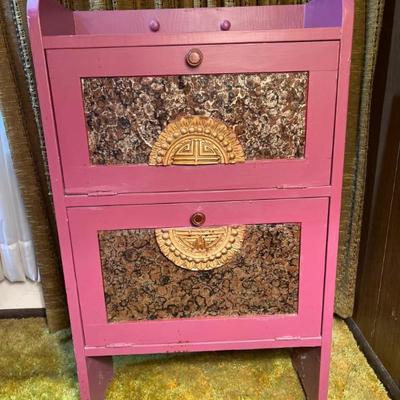 Chinoiserie Style Two Section Painted & Decorated Cabinet - READ