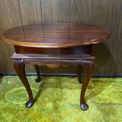 Vintage Broyhill Oval Side Table - Includes Glass Top