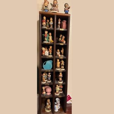Wood wall Display with Hummel Figurines & Collectibles