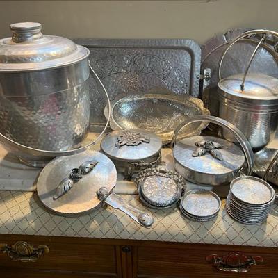 Vintage Hammered Aluminum Serveware & Decorative Pieces