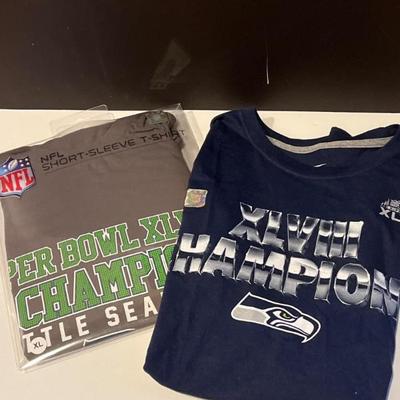 Seahawks Super Bowl XLVIII Championship Short Sleeve Tees - L and XL