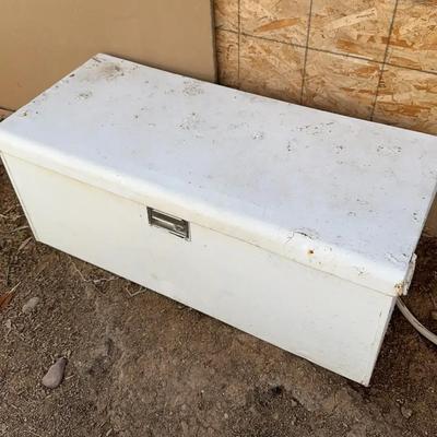 Large Rectangle White Metal Storage Trunk