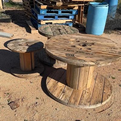 3 Large Wood Wire Cable Spools - 3 Sizes, Add A Top And Would Be A Perfect Table!