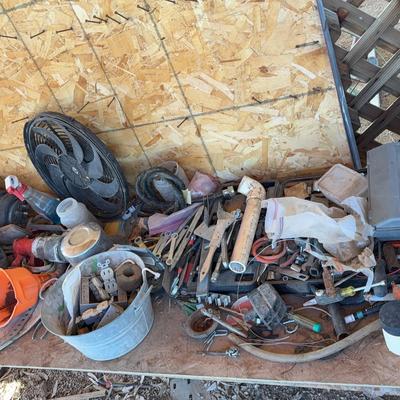 Shelf of Hand Tools and Misc Shop Items - Variety of Everything