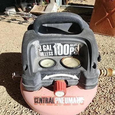 Central Pneumatic Pancake Air Compressor - 3 Gallon Tank Capacity 