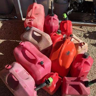 Assorted Plastic Gas Container Jugs - Various Sizes