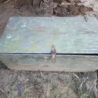 Vintage Wooden Storage Box, 32" X 17"