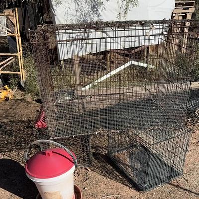 3 Various Sizes Metal Animal Cages And Release Chicken Feeder