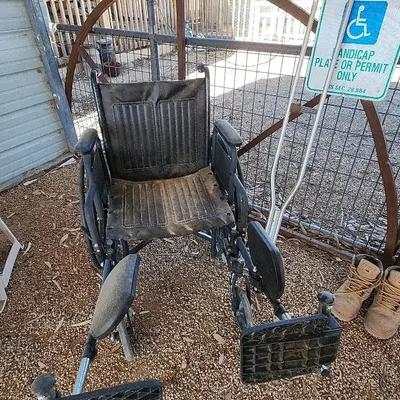 Mobility Equipment - Black Wheelchair & Crutch 