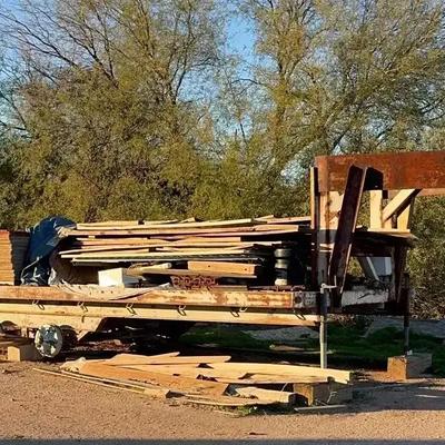 Gooseneck 5th Wheel Flatbed Trailer #2 - Includes a Full Load of Lumber & OSB Panels