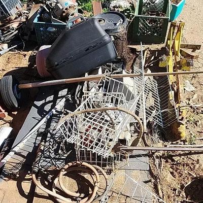 Outdoor Mystery Lot - Wire Fencing, Horseshoes, Metal Things & More