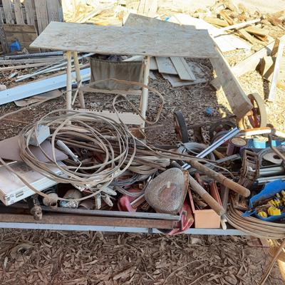 Table Full of Shop Misc & Shop Table - Assorted Wheels, Parts & More