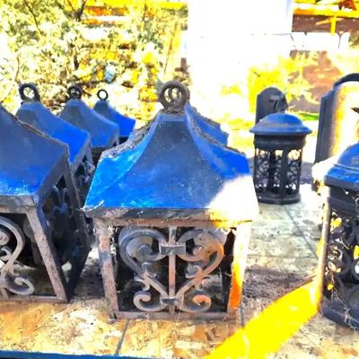 11 Ornate Gothic Metal Outdoor Light Fixtures - Heavy Black, 2 Designs, Lanterns