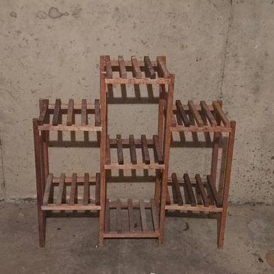 Slated Tiered Wooden Plant Stand