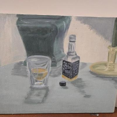 Original Art - Whiskey Bottle & Glass Still Life 