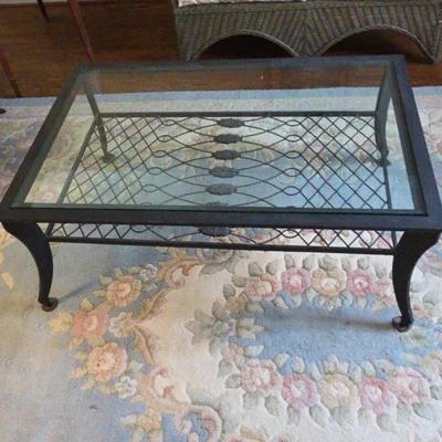 Glass And Iron Coffee Table