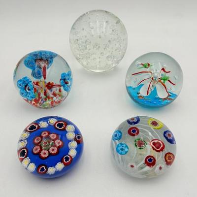 5 vintage Art Glass/Paperweights