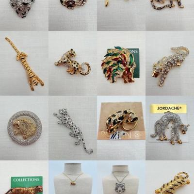 Huge Herd of Big Cats - Vintage & Not - Sparkly Costume Jewelry!
