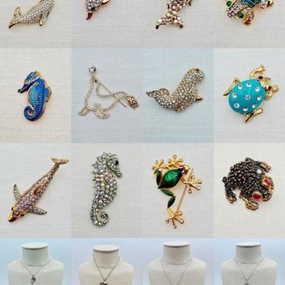 Water Creatures - Vintage & Not - Sparkly Costume Jewelry!