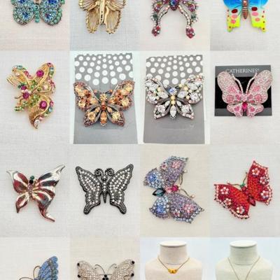Bevy of Butterflies - Vintage & Not - Costume Jewelry Necklaces/Pins