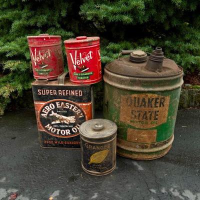 Antique Metal Can Collection - Great for Display/Stage Setting!