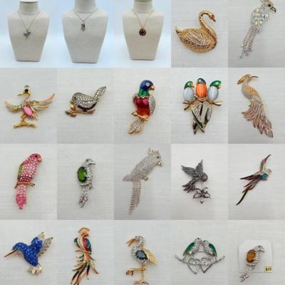 Big Flock of Birds - Vintage & Not - Sparkly Costume Jewelry