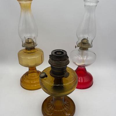 Antique Oil Lamp Trio