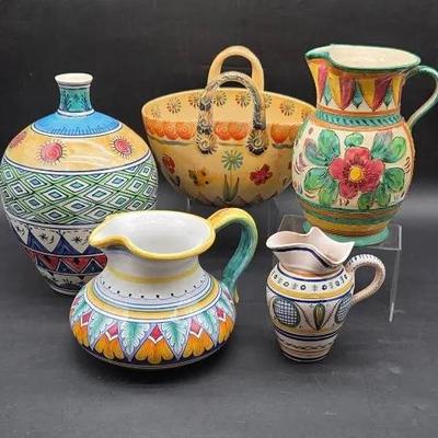 (6) Colorful Pottery Pieces- Italy & France