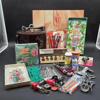 Vintage Ice Bucket, Wine Glass Charms, Stirrers and More!