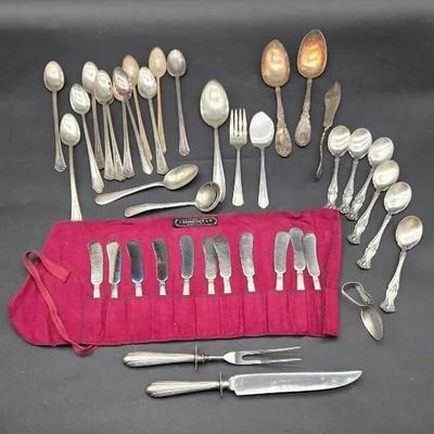Silverplate and (2) Sterling Flatware Pieces 