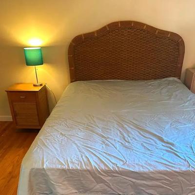 Wicker Bed Frame And Nightstand Set