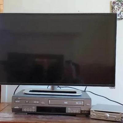 Vizio 23" TV, Go Video DVD VHS and Audiovox DVD Player 
