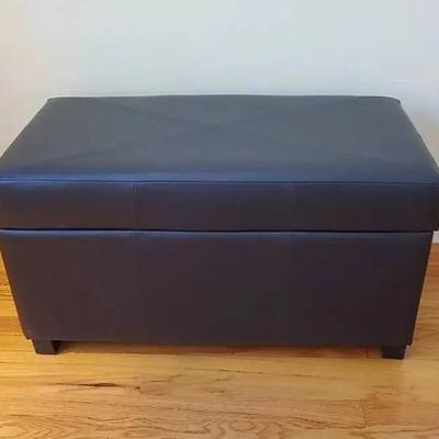 Black Faux Leather Storage Chest
