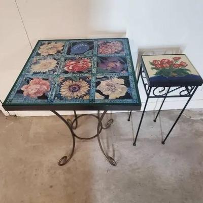 (2) Small Tile Top Tables