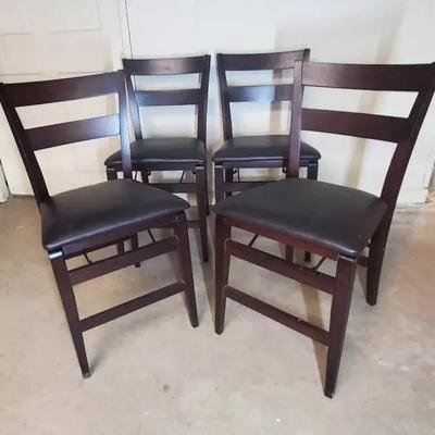 (4) Foldable Wooden Chairs 
