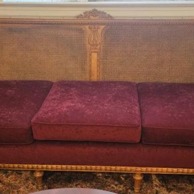 Sale Photo Thumbnail #18: French-style wicker trimmed sofa and king/queen chairs with custom-made cushions