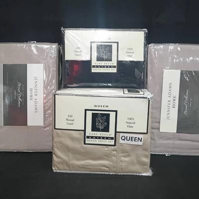Lot of 4 Queen Sheet Sets – Jennifer Adams Home Eternal Collection & Pure Beech Sateen