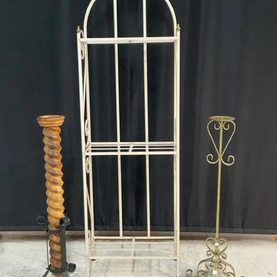 Scrolled Metal Baker’s Rack W/ Candle Holders 