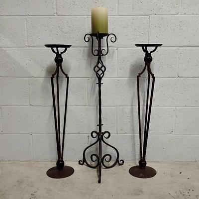 Vintage Wrought Iron Style Candle Holder Set - Lot of 3