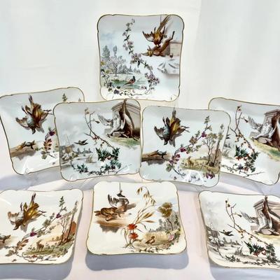 Charles Field Haviland Antique Pheasant Plates Set Of 8